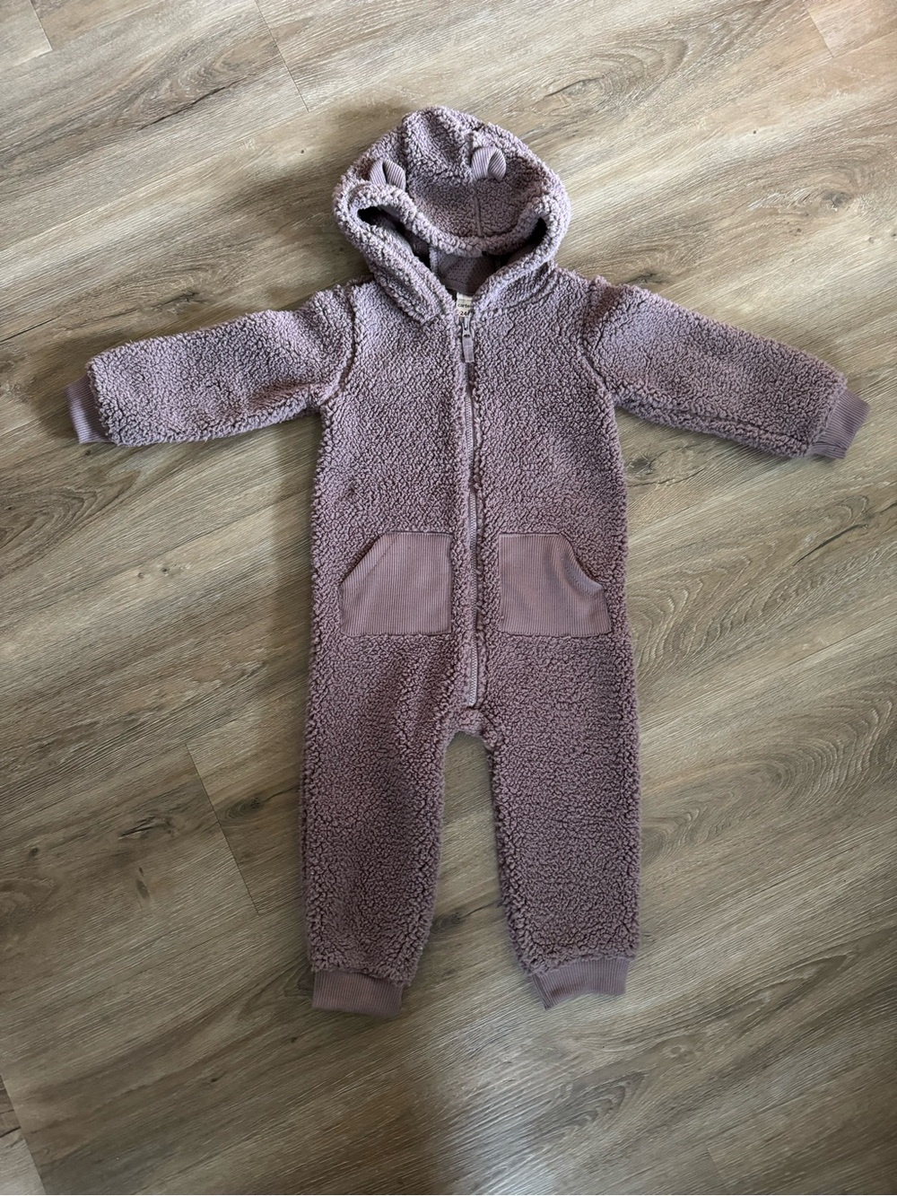Cozy Teddy Fleece Kids 24 month One-Piece - Dusty Plum Mauve